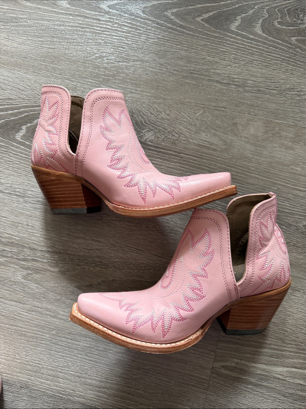 Ariat Pastel Pink Western Ankle Booties with Stacked Heel